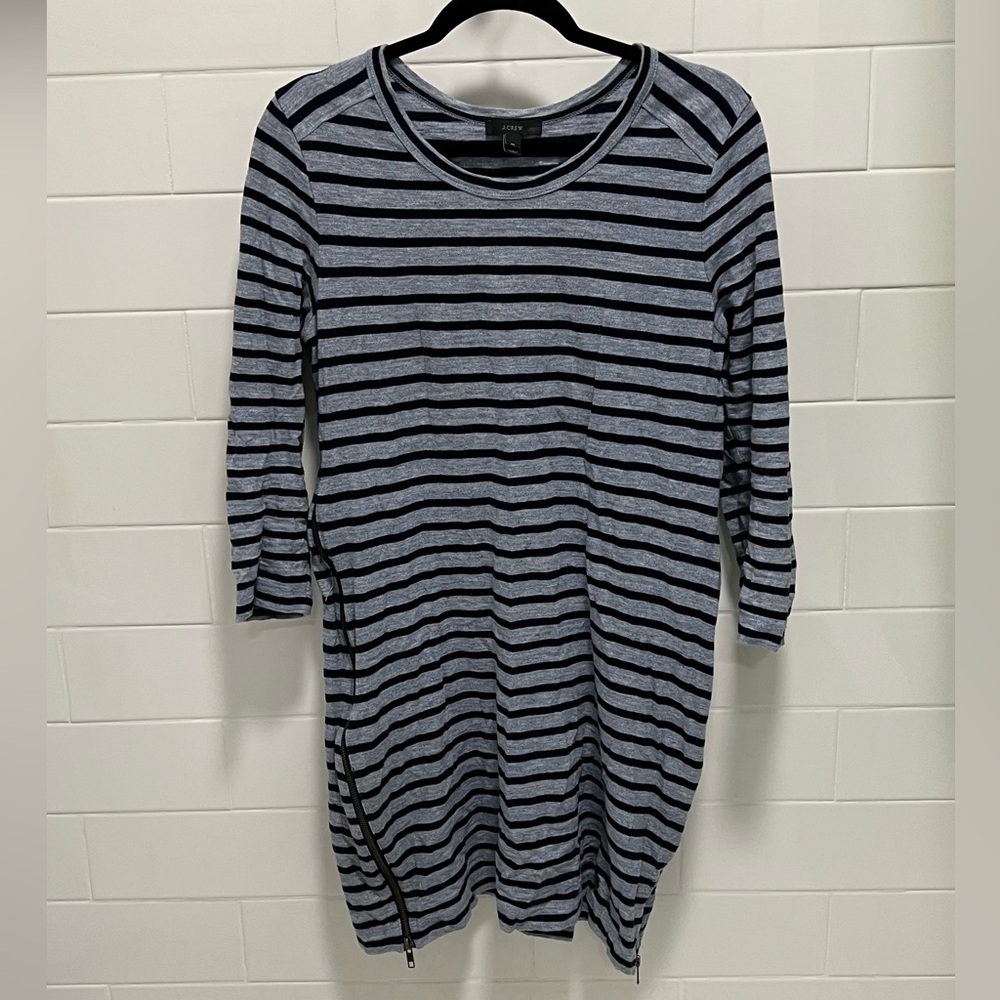 J. Crew Navy and White Striped Long Sleeve Dress - Picture 2 of 4
